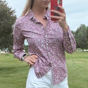 J Crew Button Down Shirt Purple/White print. SZ S
